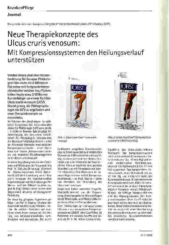 Vorschauseite 1: Neue Therapiekonzepte des Ulcus cruris venosum: Mit Kompressionssystemen den Heilungsverlauf unterstützen