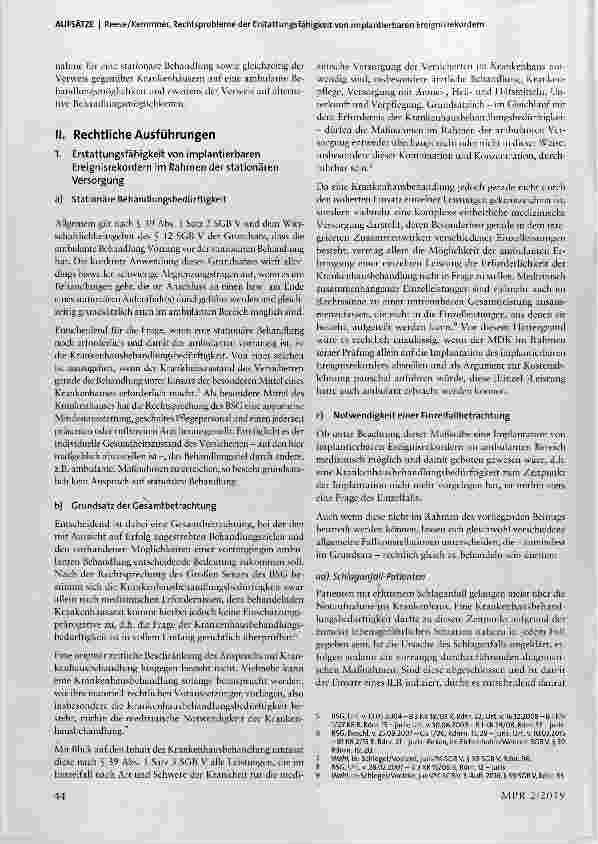 Vorschauseite 3: Rechtsprobleme der Erstattungsfähigkeit von implantierbaren Ereignisrekordernin der stationären und ambulanten Versorgung