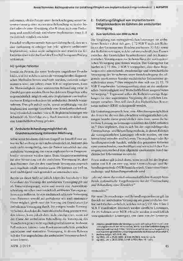 Vorschauseite 4: Rechtsprobleme der Erstattungsfähigkeit von implantierbaren Ereignisrekordernin der stationären und ambulanten Versorgung