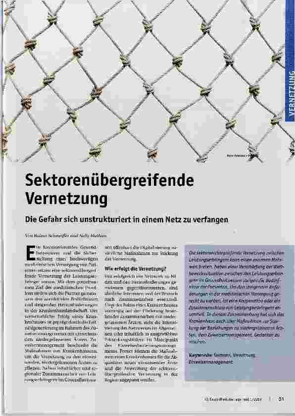 Vorschauseite 1: Sektorenübergreifende Vernetzung