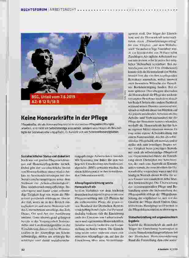 Vorschauseite 1: Keine Honorarkräfte in der Pflege