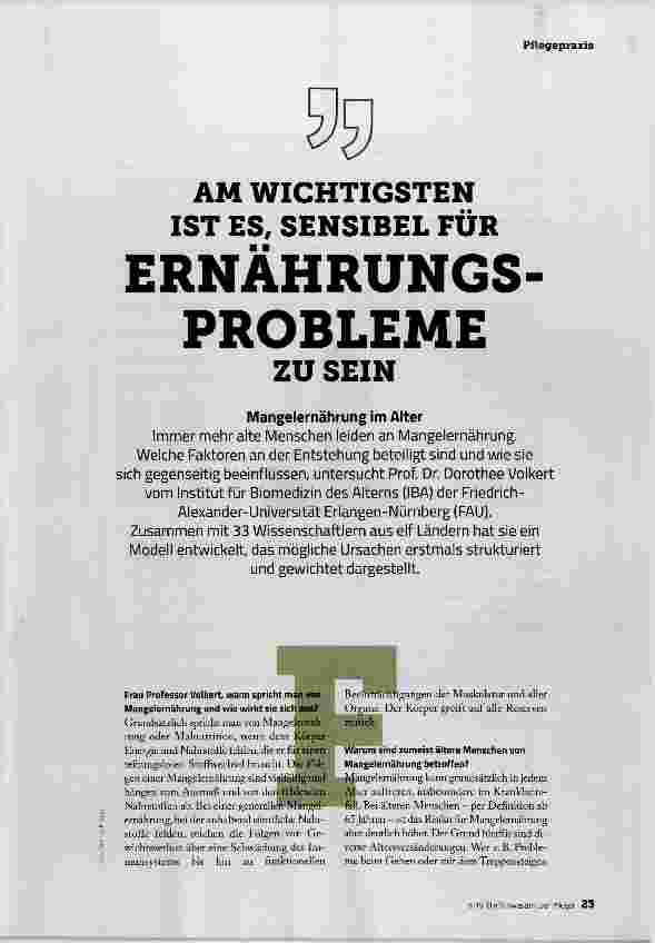 Vorschauseite 1: AM WICHTIGSTEN IST ES, SENSIBEL FÜR ERNÄHRUNGS PROBLEME zu SEIN