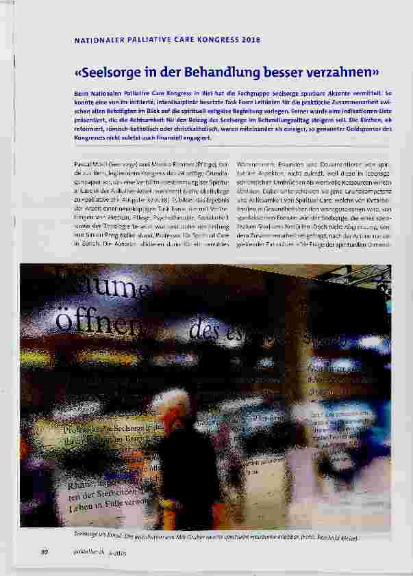 Vorschauseite 1: «Seelsorge in der Behandlung besser verzahnen»