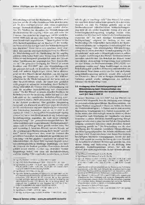 Vorschauseite 3: Wichtiges aus der Rechtsprechung des Bundesverwaltungsgerichts zum Personalvertretungsrecht 2018