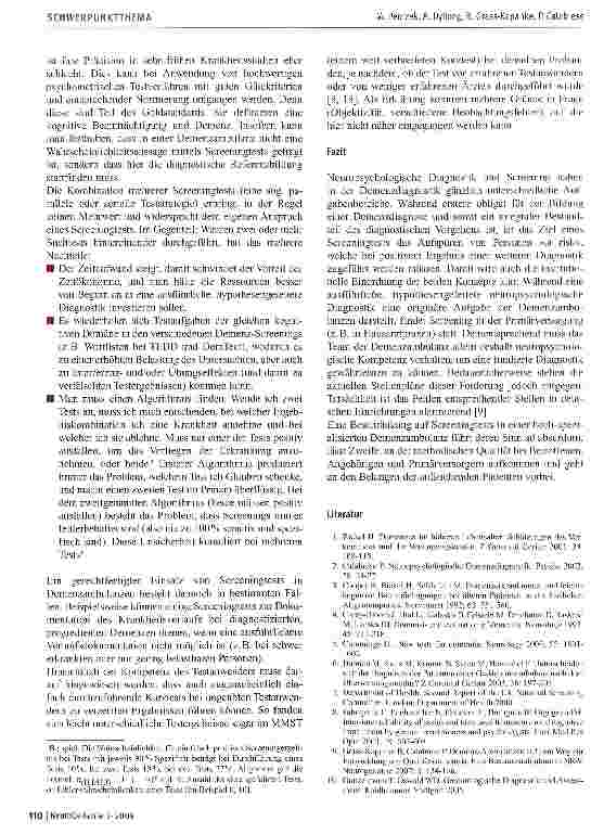 Vorschauseite 4: Die Verortungvon Screeningtests im Rahmen der Demenz-Diagnostik