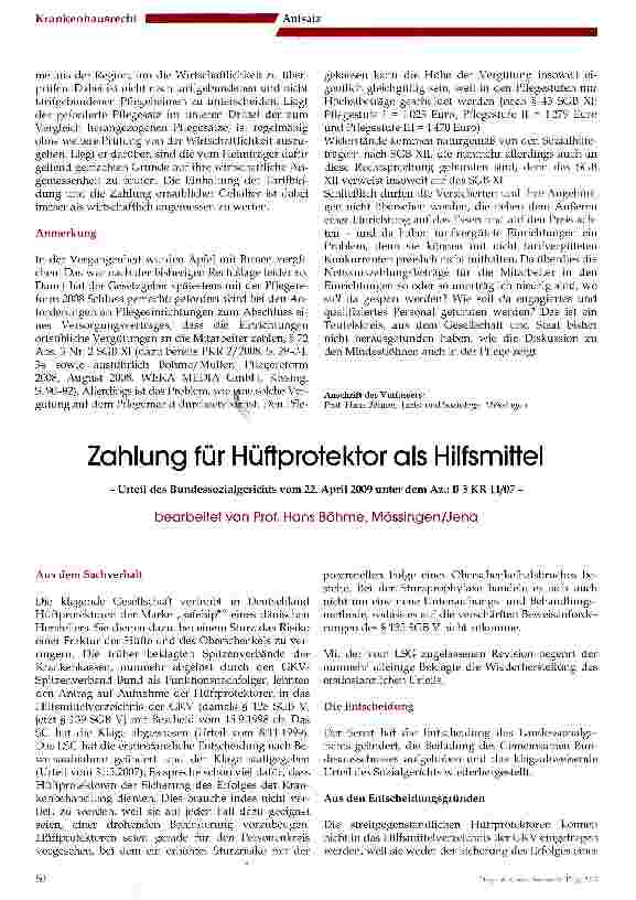Vorschauseite 1: Zahlung für Hüftprotektor als Hilfsmittel