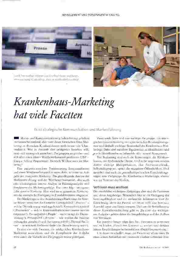 Vorschauseite 1: Krankenhaus-Marketing hat viele Facetten