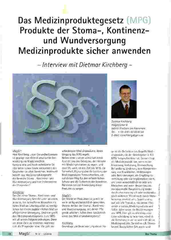 Vorschauseite 1: Das Medizinproduktegesetz (MPG) Produkte der Stoma-, Kontinenzund Wundversorgung Medizinprodukte sicher anwenden