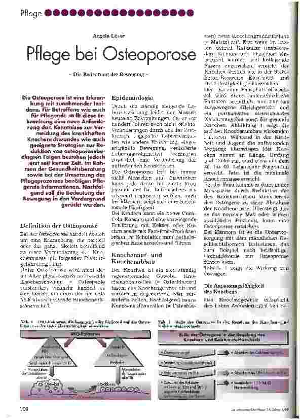 Vorschauseite 1: Pflege bei Osteoporose Die Bedeutung der Bewegung
