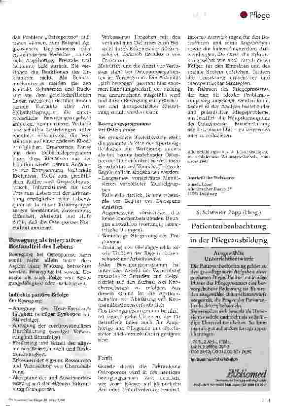 Vorschauseite 5: Pflege bei Osteoporose Die Bedeutung der Bewegung
