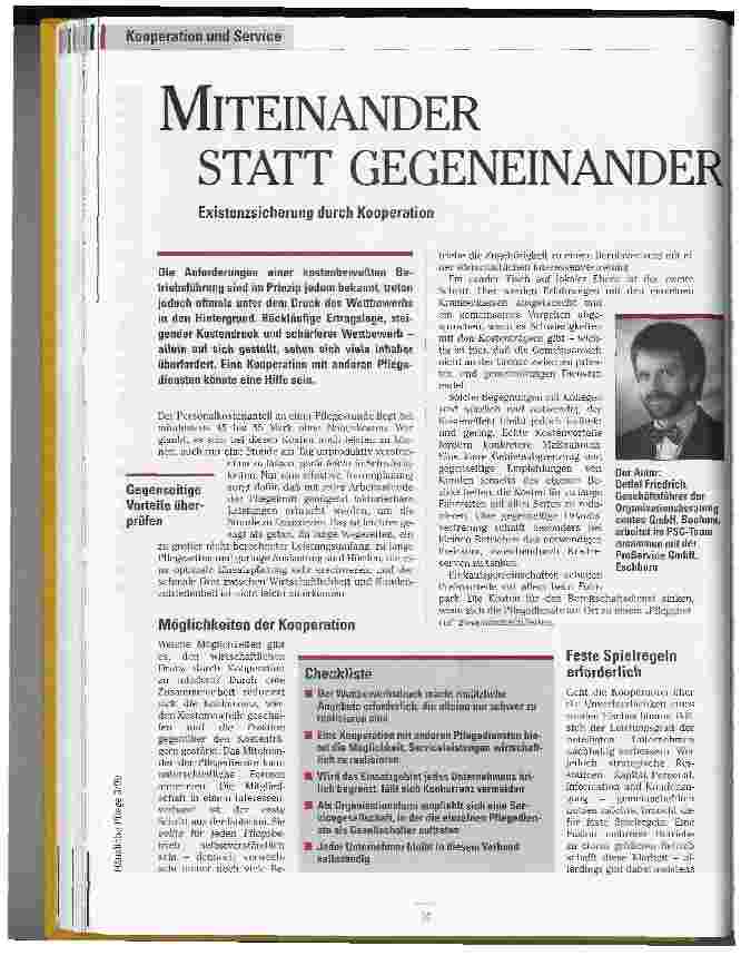 Vorschauseite 1: Miteinander statt Gegeneinander Existenzsicherung durch Kooperation
