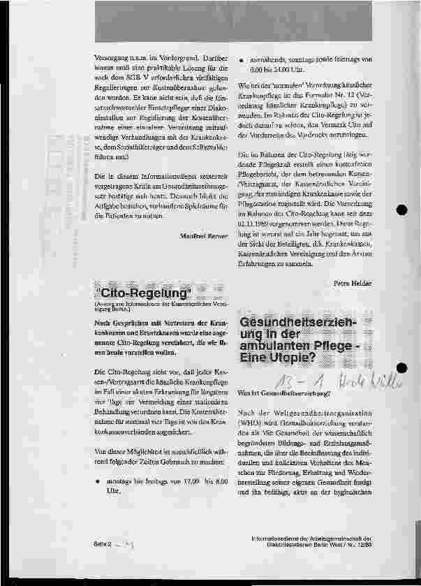 Vorschauseite 1: Gesundheitserziehung in der ambulanten Pflege - Eine Utopie?