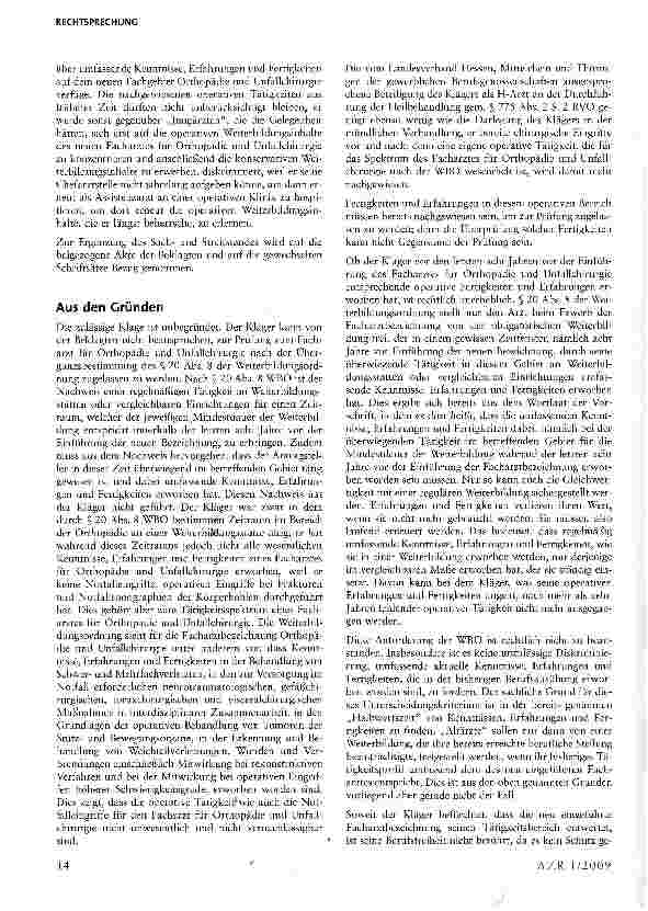 Vorschauseite 2: Zulassung zur Prüfung als Facharzt für Orthopädie und Unfallchirurgie