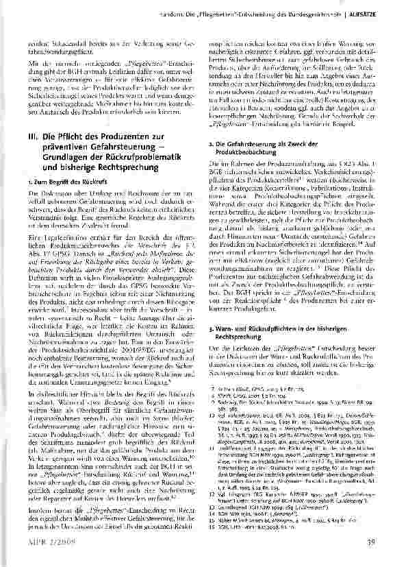Vorschauseite 3: Die „Pflegebetten-Entscheidung des Bundesgerichtshofs neue Leitlinien zur Kostentragung bei Produktrückrufen