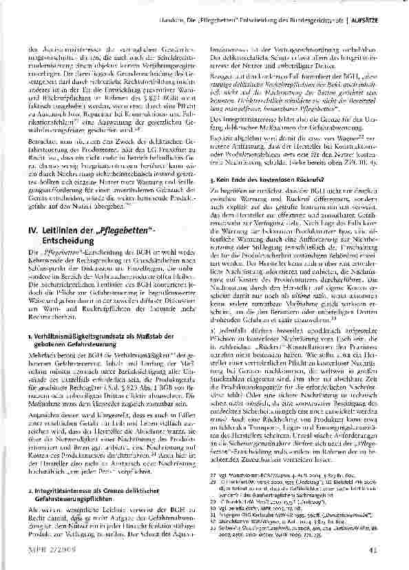 Vorschauseite 5: Die „Pflegebetten-Entscheidung des Bundesgerichtshofs neue Leitlinien zur Kostentragung bei Produktrückrufen