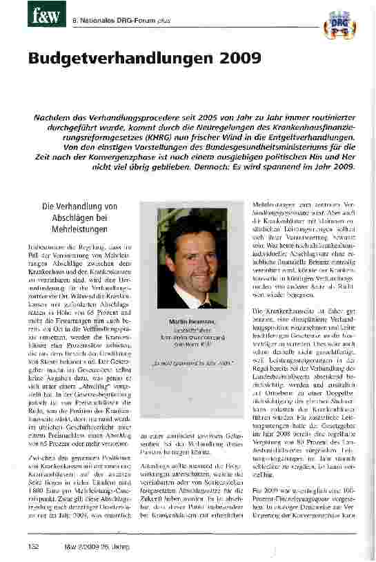 Vorschauseite 1: Budgetverhandlungen 2009