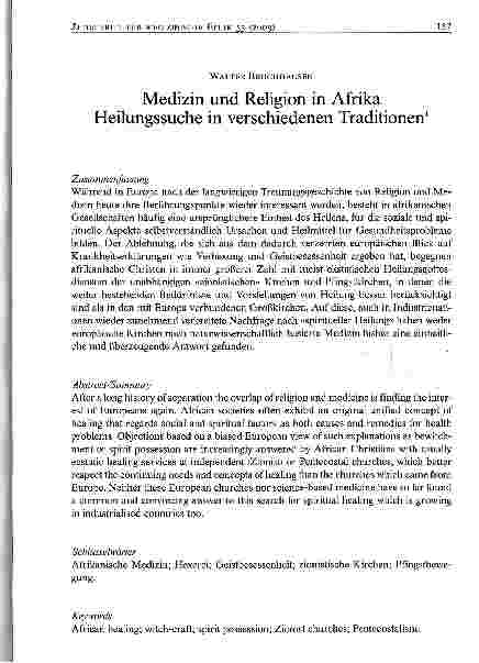 Vorschauseite 1: Medizin und Religion in Afrika Heilungssuche in verschiedenen Traditionen