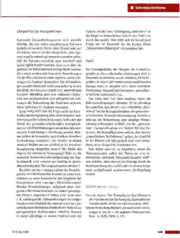 Vorschauseite 6: Grenzüberschreitende Gesundheitsdienstleistungen: Das neue Sozialpaket der Europäischen Kommission