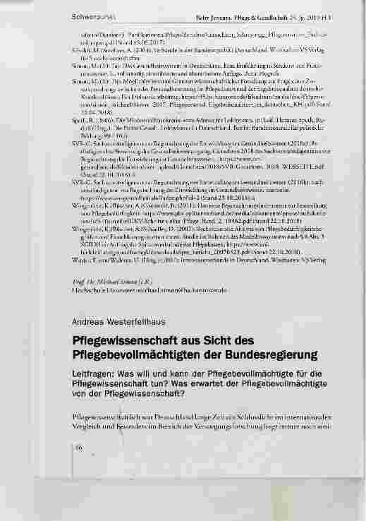 Vorschauseite 1: Pflegewissenschaft aus Sicht des Pflegebevollmächtigten der Bundesregierung