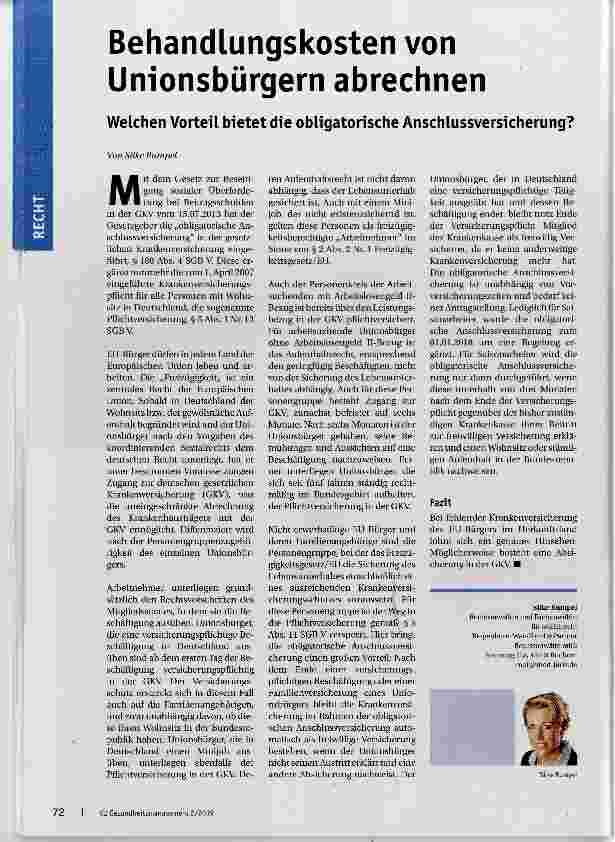 Vorschauseite 1: Behandlungskosten von Unionsbürgern abrechnen