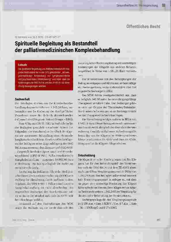 Vorschauseite 1: Spirituelle Begleitung als Bestandteil der palliativmedizinischen Komplexbehandlung