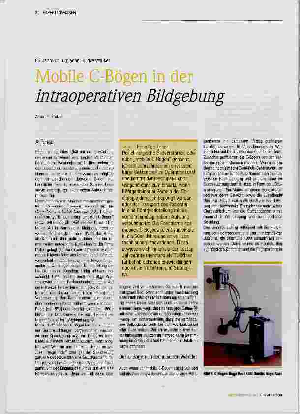 Vorschauseite 1: Mobile C-Bögen in der intraoperativen Bildgebung