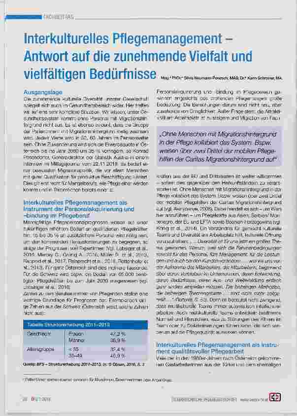 Vorschauseite 1: Interkulturelles Pflegemanagement - Antwort auf die zunehmende Vielfalt und vielfältigen Bedürfnisse