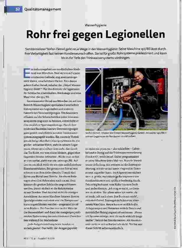 Vorschauseite 1: Rohr frei gegen Legionellen