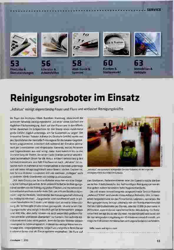 Vorschauseite 1: Reinigungsroboter im Einsatz
