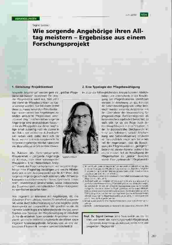 Vorschauseite 1: Wie sorgende Angehörige ihren Alltag meistern - Ergebnisse aus einem Forschungsprojekt
