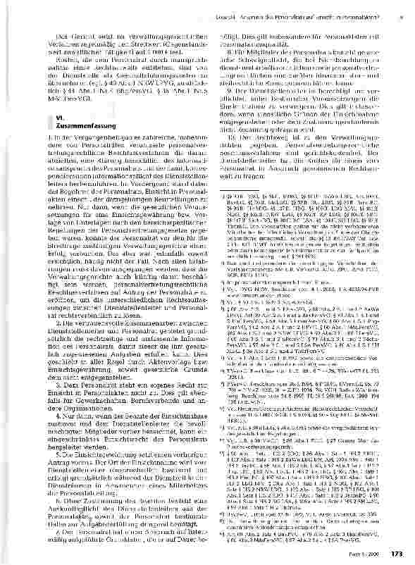 Vorschauseite 6: Anspruch des Personalrats auf Einsicht in Personalakten?