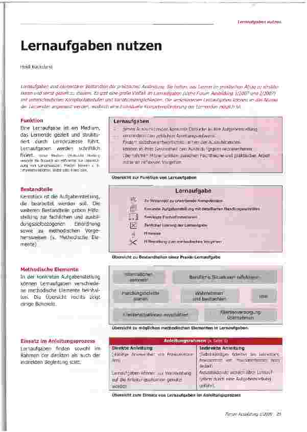 Vorschauseite 1: Lernaufgaben nutzen