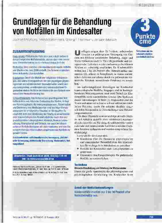 Vorschauseite 1: Grundlagen für die Behandlung von Notfällen im Kindesalter