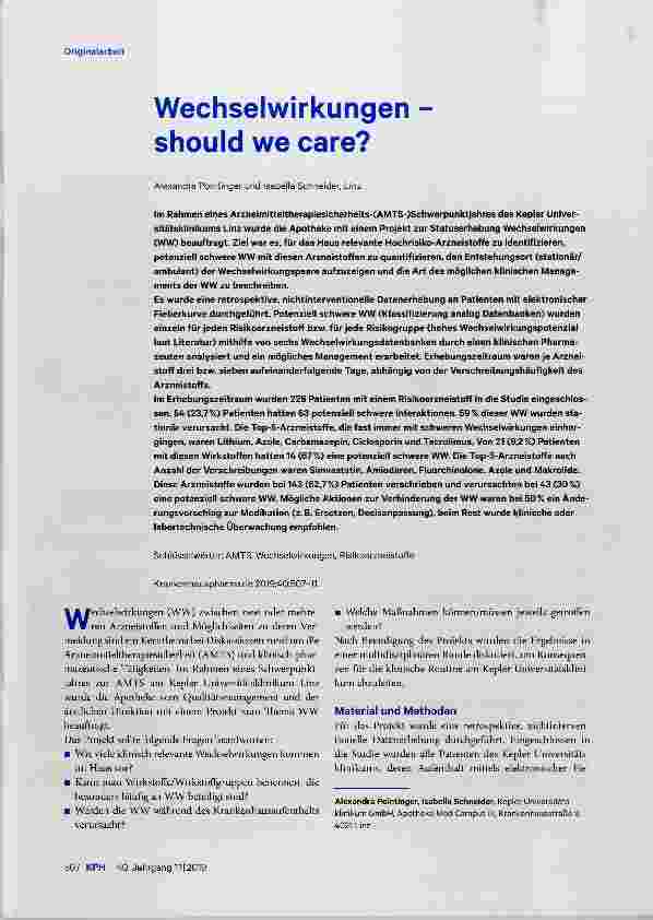 Vorschauseite 1: Wechselwirkungen - should we care?