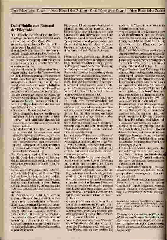 Vorschauseite 3: DBfK-Großkundgebung am 28.02.1989 Ohne Pflege keine Zukunft