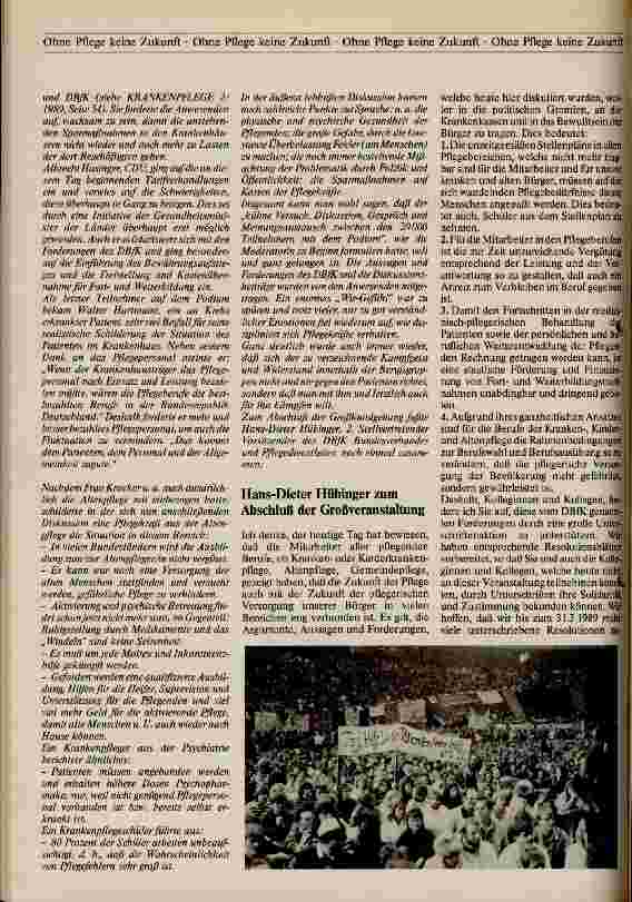 Vorschauseite 6: DBfK-Großkundgebung am 28.02.1989 Ohne Pflege keine Zukunft