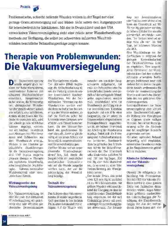 Vorschauseite 1: Therapie von Problemwunden: Die Vakuumversiegelung