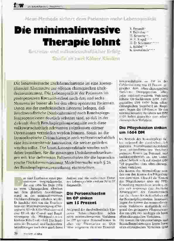 Vorschauseite 1: Neue Methode sichert dem Patienten mehr Lebensqualität Die minimalinvasive Therapie lohnt
