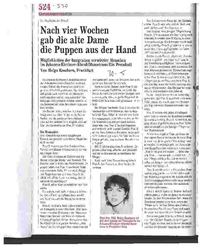 Vorschauseite 1: Nach vier Wochen gab die alte Dame die Puppen aus der Hand Möglichkeiten der Integration verwirrter Menschen