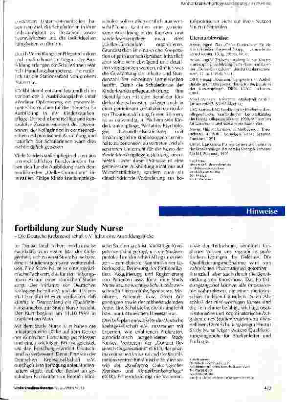 Vorschauseite 5: Evaluation der Kinderkrankenpflegeausbildung nach modifiziertem Oelke-Curriculum