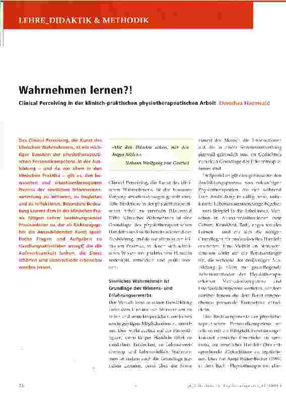 Vorschauseite 1: Wahrnehmen lernen? !