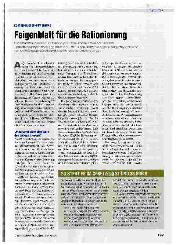Vorschauseite 1: Feigenblatt für die Rationierung