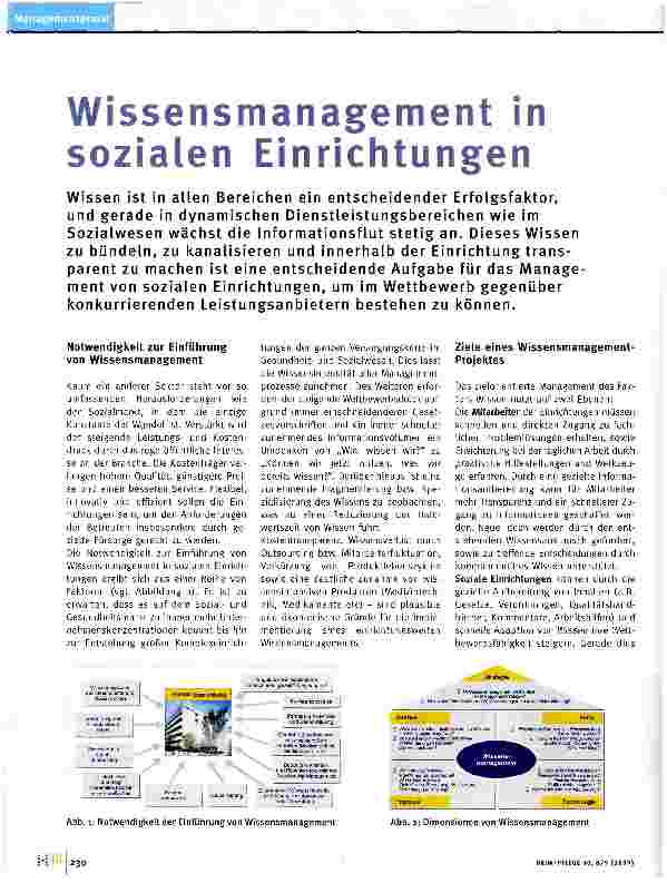 Vorschauseite 1: Wissensmanagement in sozialen Einrichtungen