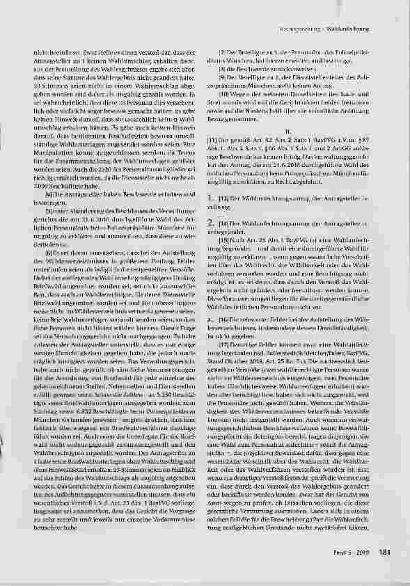 Vorschauseite 2: Nicht belegte Vermutungen und bloße Andeutungen einer Möglichkeit von Wahlfehlern lösen keine Pflicht des Gerichts zur Nachforschung nach Gründen für die Ungültigkeit einer Person…