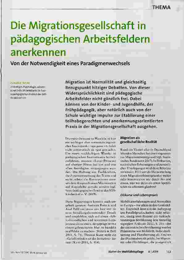 Vorschauseite 1: Die Migrationsgesellschaft in pädagogischen Arbeitsfeldern anerkennen