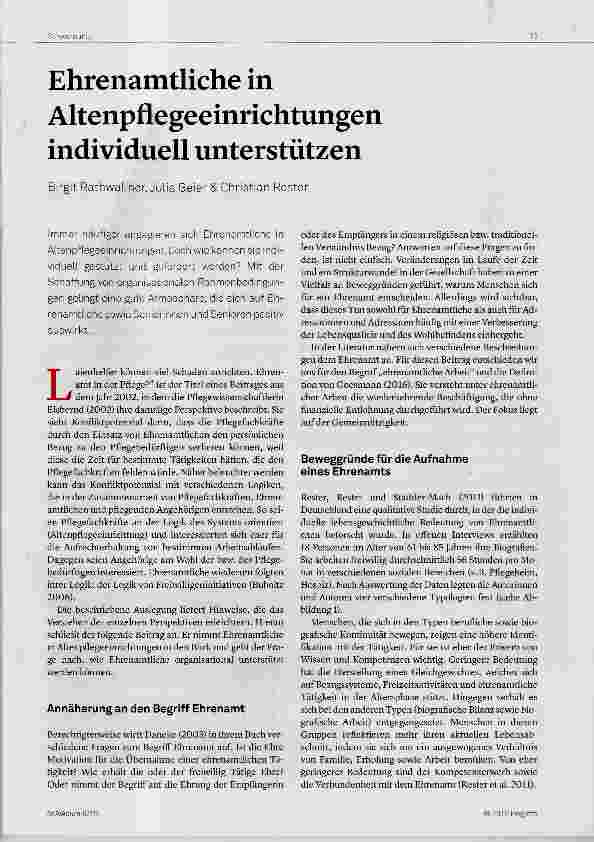 Vorschauseite 1: Ehrenamtliche in Altenpflegeeinrichtungen individuell unterstützen