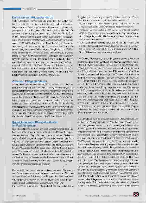 Vorschauseite 2: Instrument zur Qualitätssicherung und Wissensentwicklung Das Arbeiten mit Pflegestandards im Rudolfinerhaus Wien