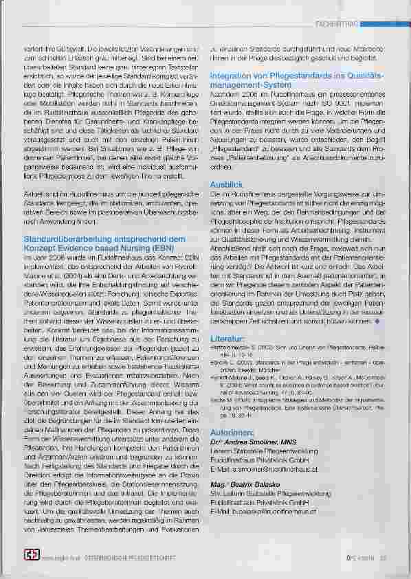 Vorschauseite 3: Instrument zur Qualitätssicherung und Wissensentwicklung Das Arbeiten mit Pflegestandards im Rudolfinerhaus Wien