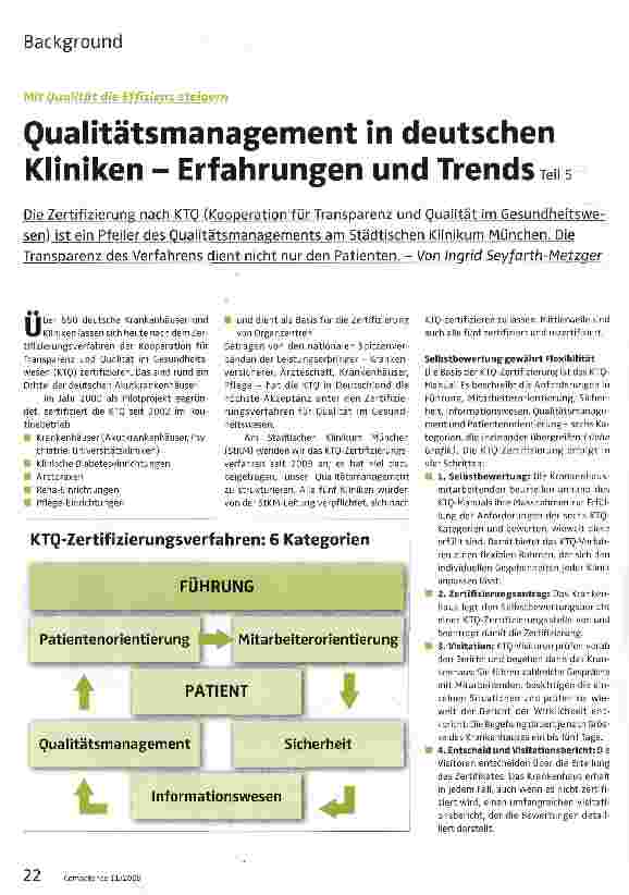 Vorschauseite 1: Qualitätsmanagement in deutschen Kliniken - Erfahrungen und Trends Teil5