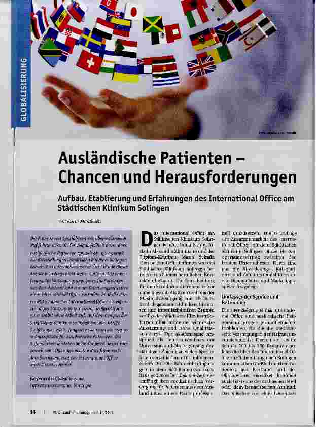 Vorschauseite 1: Ausländische Patienten Chancen und Herausforderungen